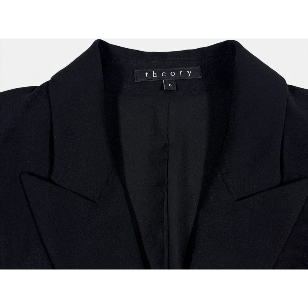 Theory Womens Black Double Breasted Wool Lycra Stretch Blazer Jacket Size 8 - Picture 5 of 14